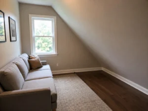 This sloped wall shows why awkward room layout ideas often start with reclaiming wasted space.