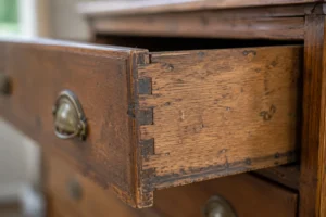 Close-up joinery detail is key to spotting real vintage room decorating ideas versus reproductions.