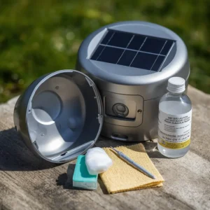 Outdoor solar lights flash fixed using a simple sensor cleaning kit.