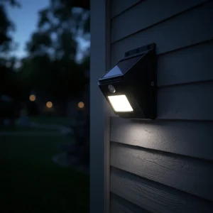 Outdoor solar lights flash near a competing porch light, confusing the sensor.