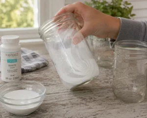 Swirling diluted paint for one of several painted mason jar lanterns covered in this guide.