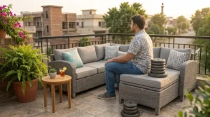 Balcony benches cushion storage bench shown holding seated weight capacity.