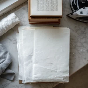 Handmade paper sheets pressed flat, showing how to dry homemade paper fast without curling.