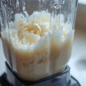 Close-up of a blender turning soaked scraps into smooth pulp while learning how to make homemade paper pulp.
