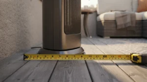Outdoor heaters small balconies with a compact footprint, measured in a narrow space.