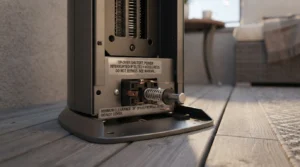 Outdoor heaters small balconies tip-over shutoff safety mechanism.