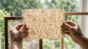 A finished dry sheet of seed paper held to the light, ready to plant seed paper craft.