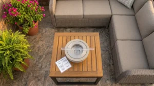 Tabletop bioethanol fire bowls fuel reservoir showing expected burn time.