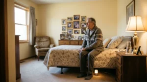 Seated posture check to adapt bedroom aging adults rely on for safe standing.