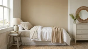 Small bedroom layout showing which coastal grandmother decor works in tight spaces.