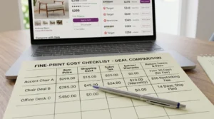 Cost checklist used to find lowest price online.