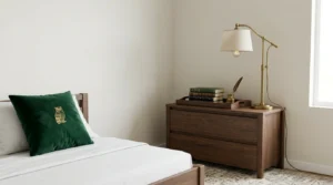Renter-friendly way to layer dark academia decor without painting the wall.