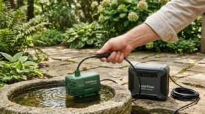 Setting up water fountains with battery backup, pump and panel.
