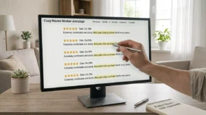 Matching review phrases highlighted to spot fake product reviews.