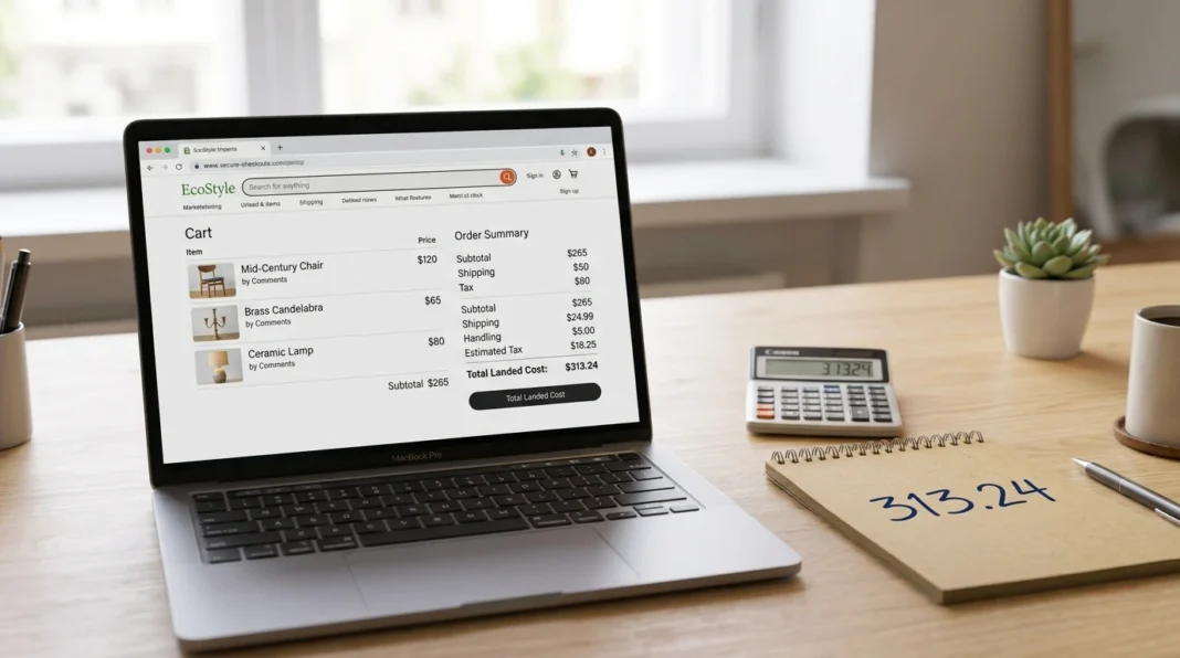 Cart page with itemized charges to stop hidden shipping fees before payment.