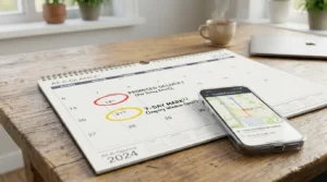 Calendar with a 7-day mark to track lost package delivery.